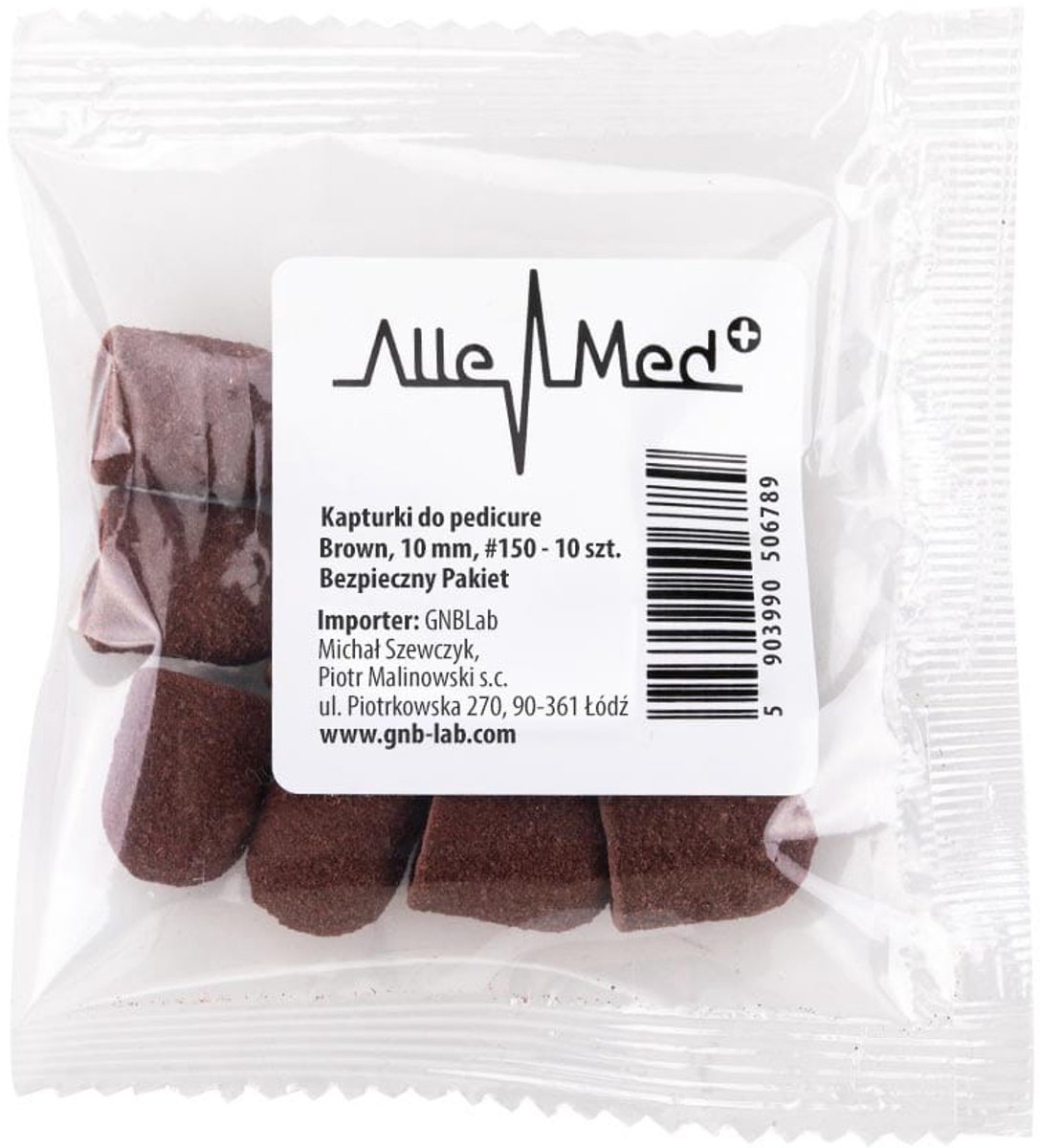 Allemed - Pedicure Schuurkapjes - 10mm - Katoenen Binnenkant - Bruin - Gradatie 150