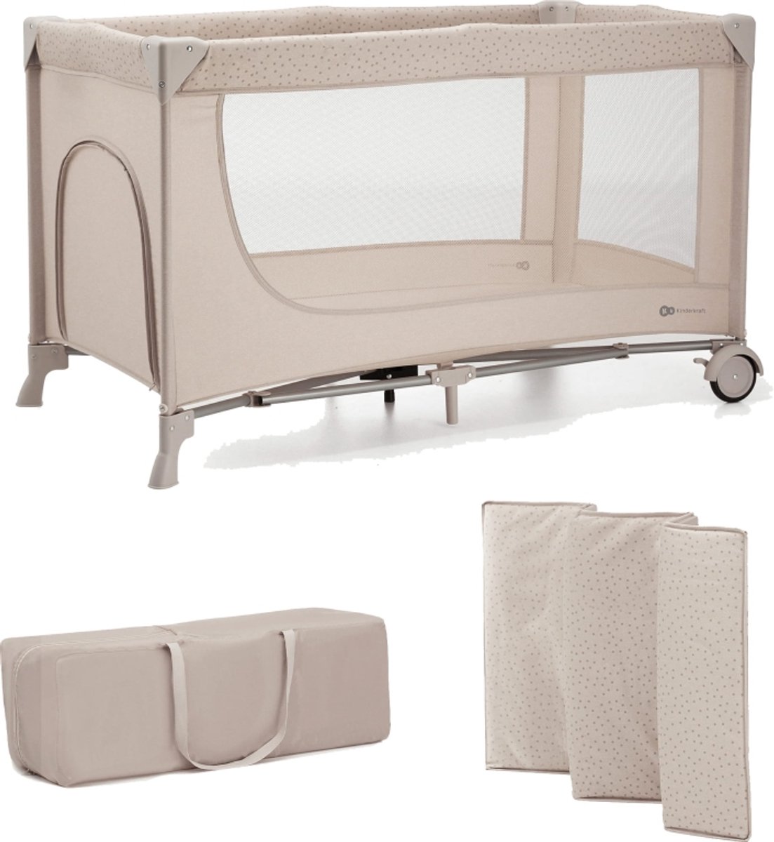 Kinderkraft JOY 2 - Reisbed 2-in-1 - Voor baby's tot 15 kg - Snel en eenvoudig inklapbaar - Beige thumbnail 6