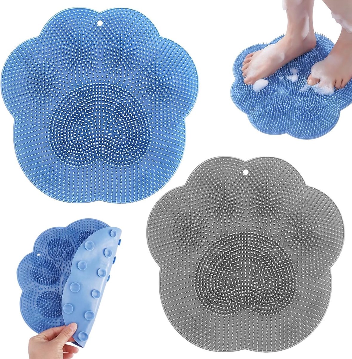 Voetverzorging Massage Mat met Antislip Zuignappen, 2 Stuks, voor Ontspanning, Peeling en Reiniging van de Voeten