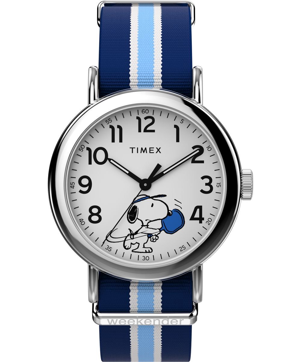Timex Peanuts Weekender Pickleball TW2Y50600 Horloge - Textiel - Blauw - Ø 37 mm