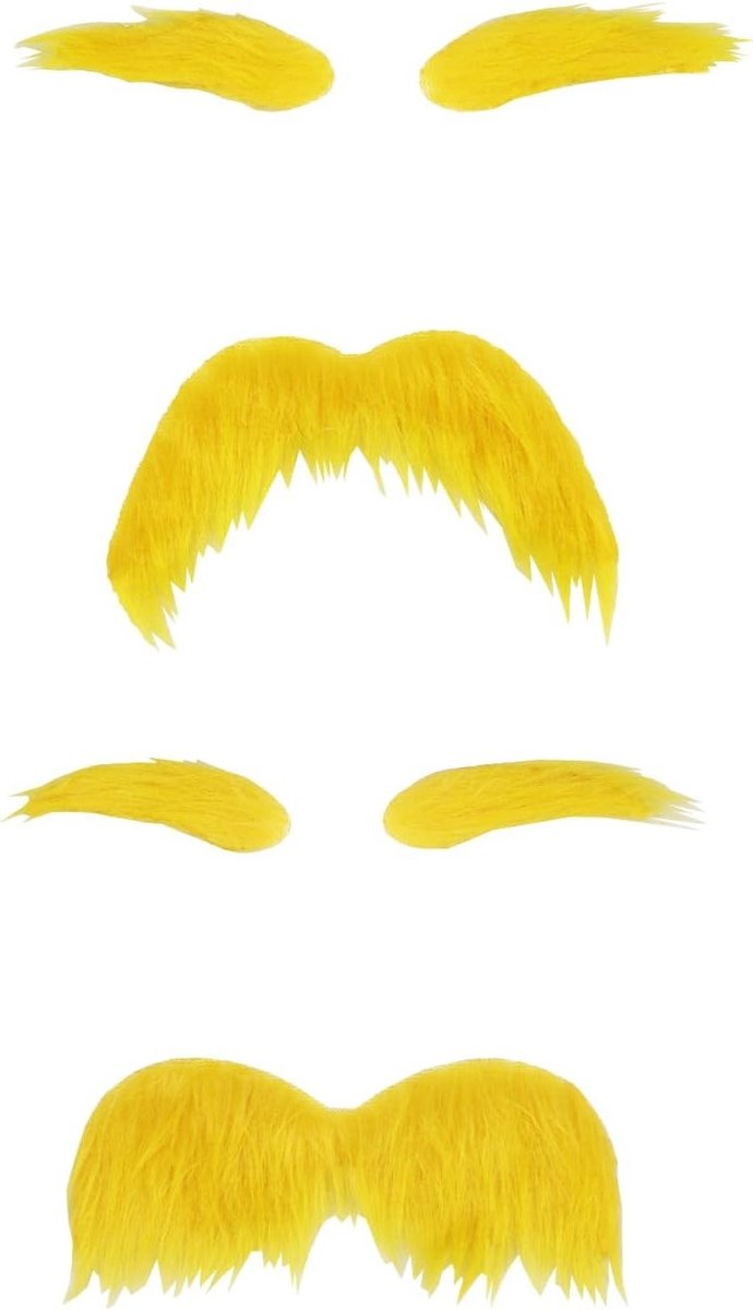Zelfklevende Nep Snor en Wenkbrauwen Set voor Halloween, Cosplay en Feestelijke Verkledingen - Geel, Perfect voor Theatervoorstellingen en Kinderfeestjes