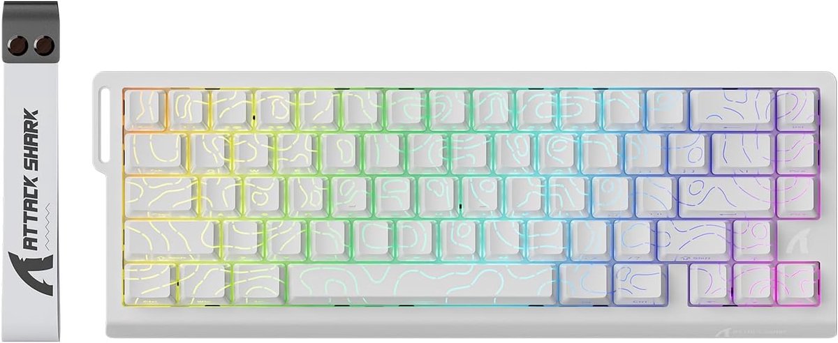 ATTACK SHARK X68 HE - Rapid Trigger - Hall Effect - 8000Hz - 0.01mm RT - Magnetisch Gaming Toetsenbord - RGB - 60% - QWERTY - Wired - Wit
