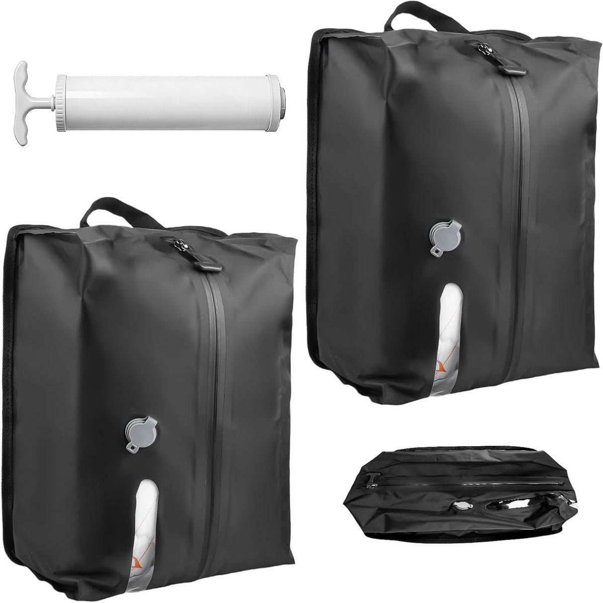 Vacuümzakken voor Kleding en Reizen, 44 x 29 x 15 cm, Herbruikbare Waterdichte Zak met Pom