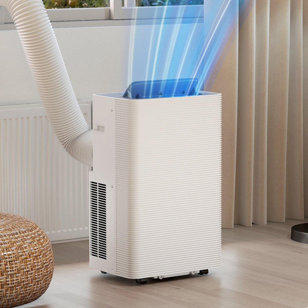 Draagbare airconditioner 12000 BTU HOMCOM 4-in-1 koeling ontvochtiging ventilatie slaapstand 35 m² wit - Afbeelding 2