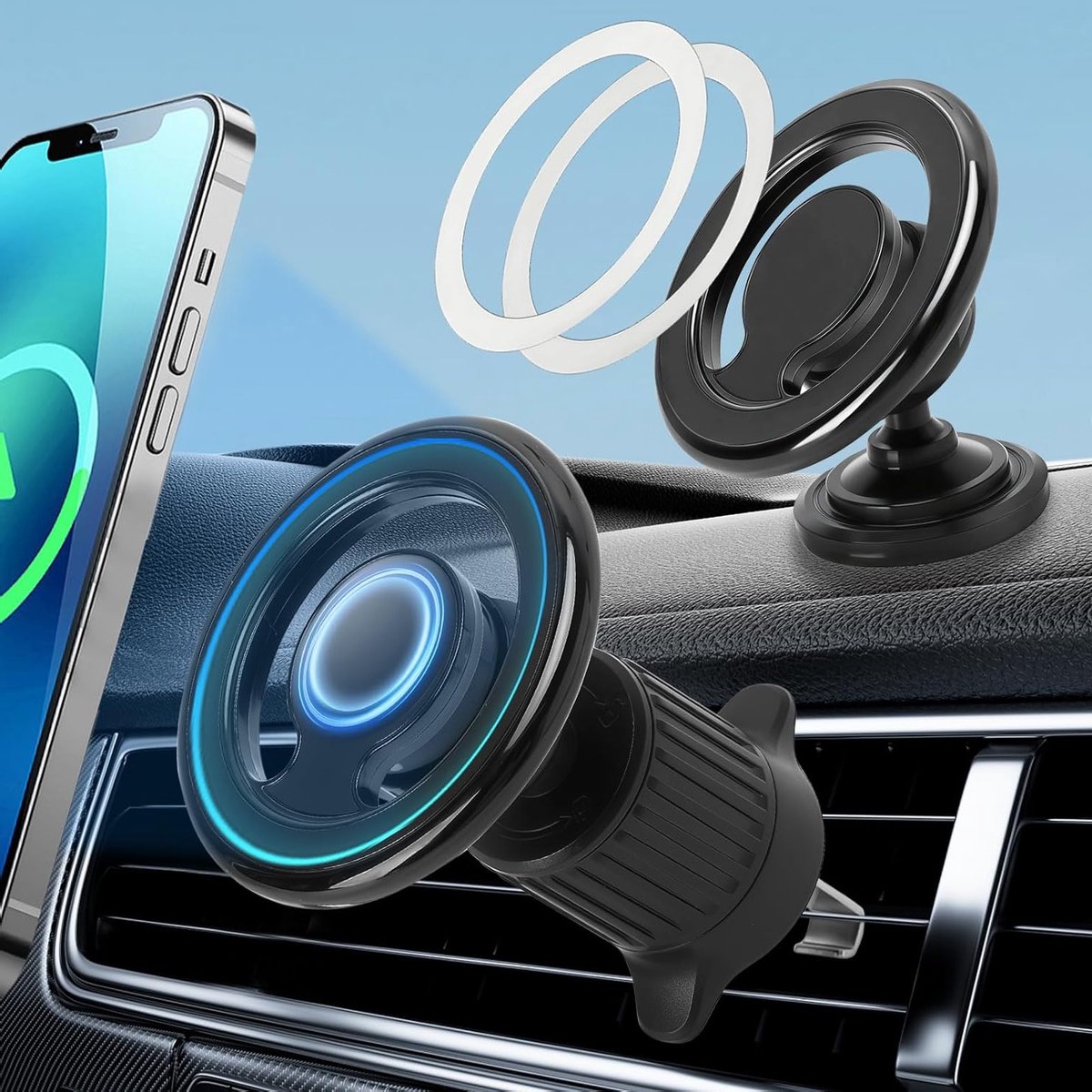 Sterke Magnetische Telefoonhouder voor Auto - 360° Rotatable, Eenvoudig met Één Hand te Gebruiken, Anti-slip en Geschikt voor Telefoonhoesjes
