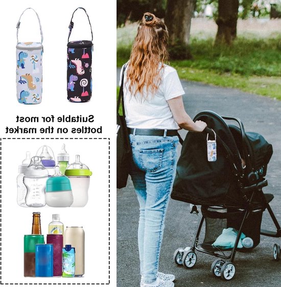 2 Stuks Isolerende Tas voor Babyflessen, Ideaal voor Kinderwagens, Lange Isolatie Tijd, Geschikt voor Diverse Flessen, Grijs en Donkere Kleur — afbeelding 4