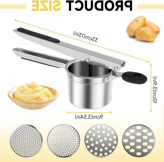 Multifunctionele Aardappelpers van RVS met 4 Verwisselbare Zeven - Ideaal voor Puree, Sap en Fruitpuree met Hoge Druk Design van Merkloos — afbeelding 5