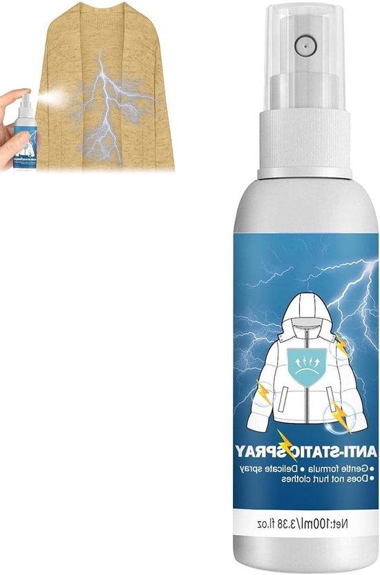 Antistatische Spray 100ml voor Kleding, Textiel, Meubels en Auto - Vermindert Statische Elektriciteit en Beschermt Tegen Statische Lading