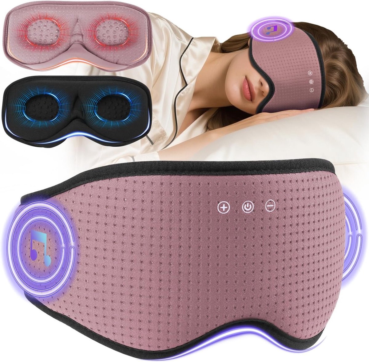Bluetooth Slaapmasker Hoofdtelefoon - Slaapoogmasker met Geluid - Ontspannen Slapen - Verwijderbare 3D Cups