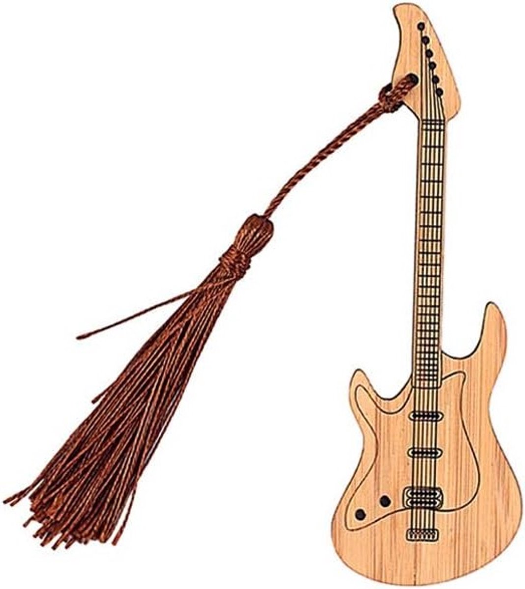 Design Gitaar Bamboo Boekenlegger met Kwastjes voor DIY Projecten en Cadeaus - Uniek en Handgemaakt