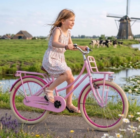 2Cycle Meisjes Transportfiets 22 inch (7-9 jaar) - Roze - Trendy Schoolfiets van 2Cycle — afbeelding 3