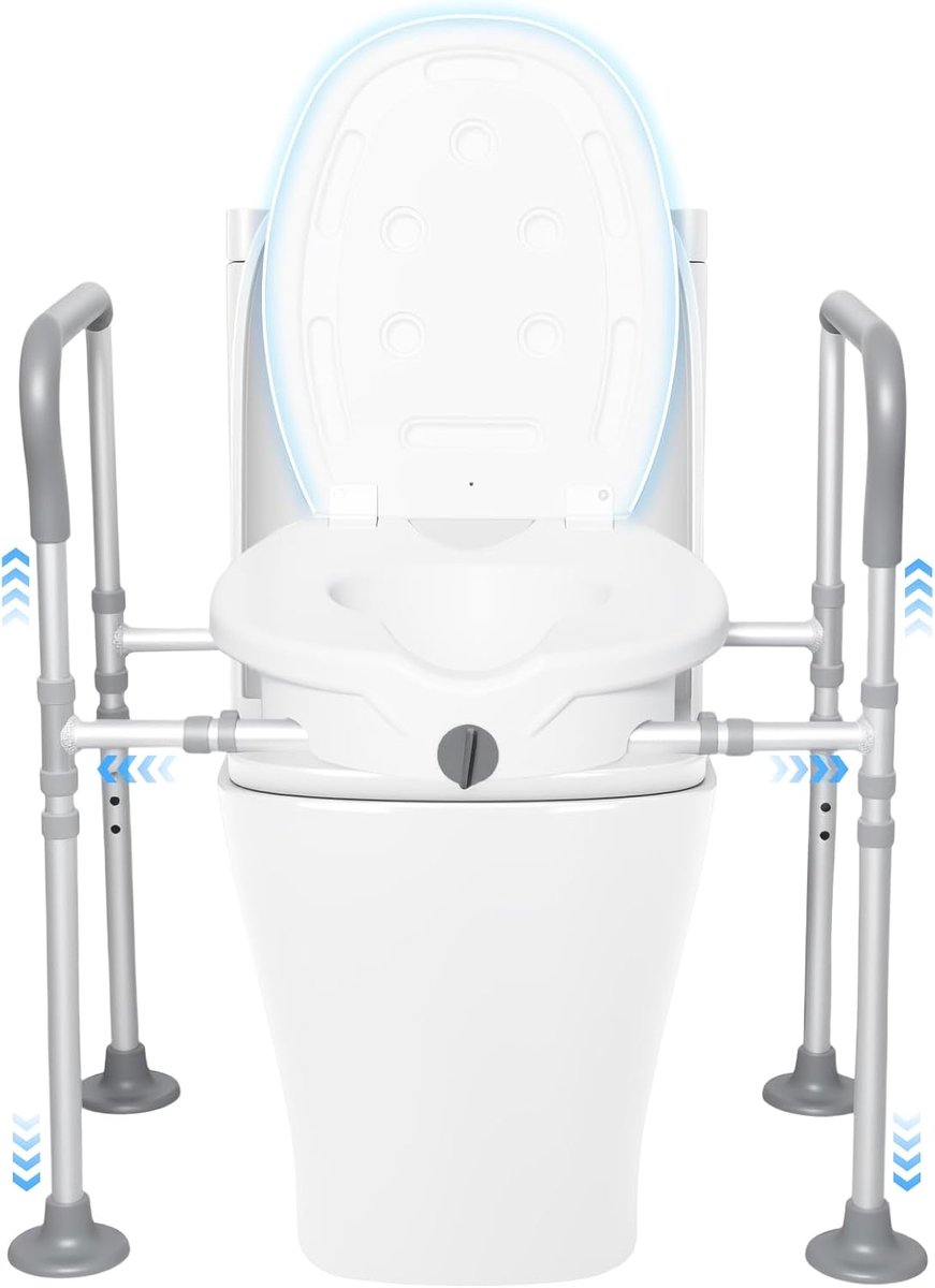 Toiletverhoger Universeel - Zitting Verstelbaar - Ondersteuning Zitten - In Hoogte Verstelbaar - 47 x 43.5 cm - Wit