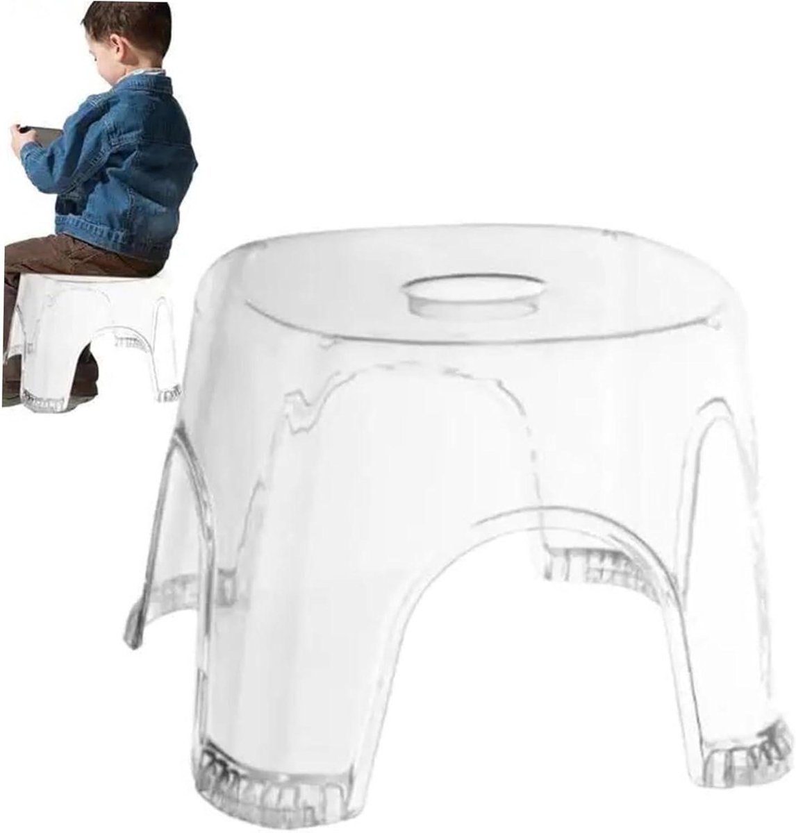 Badkruk Kunststof - Douchebank Waterdicht - Veilig Douchen - Antislip Voetjes - 30x27x26 cm - Transparant