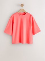 Next - Dames - Boxy T-shirt met ronde hals, relaxte pasvorm, mouwen tot op de ellenbogen - Roze