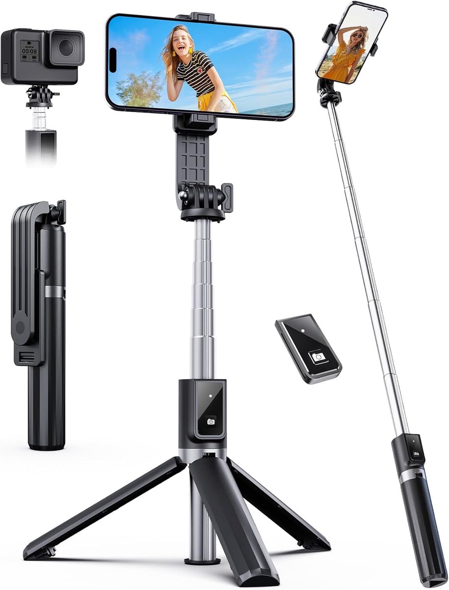 Selfie Stick Statief - Uitschuifbare Standaard - Reizen Vlogs - 360° Draaibaar - 417 inch - Zwart