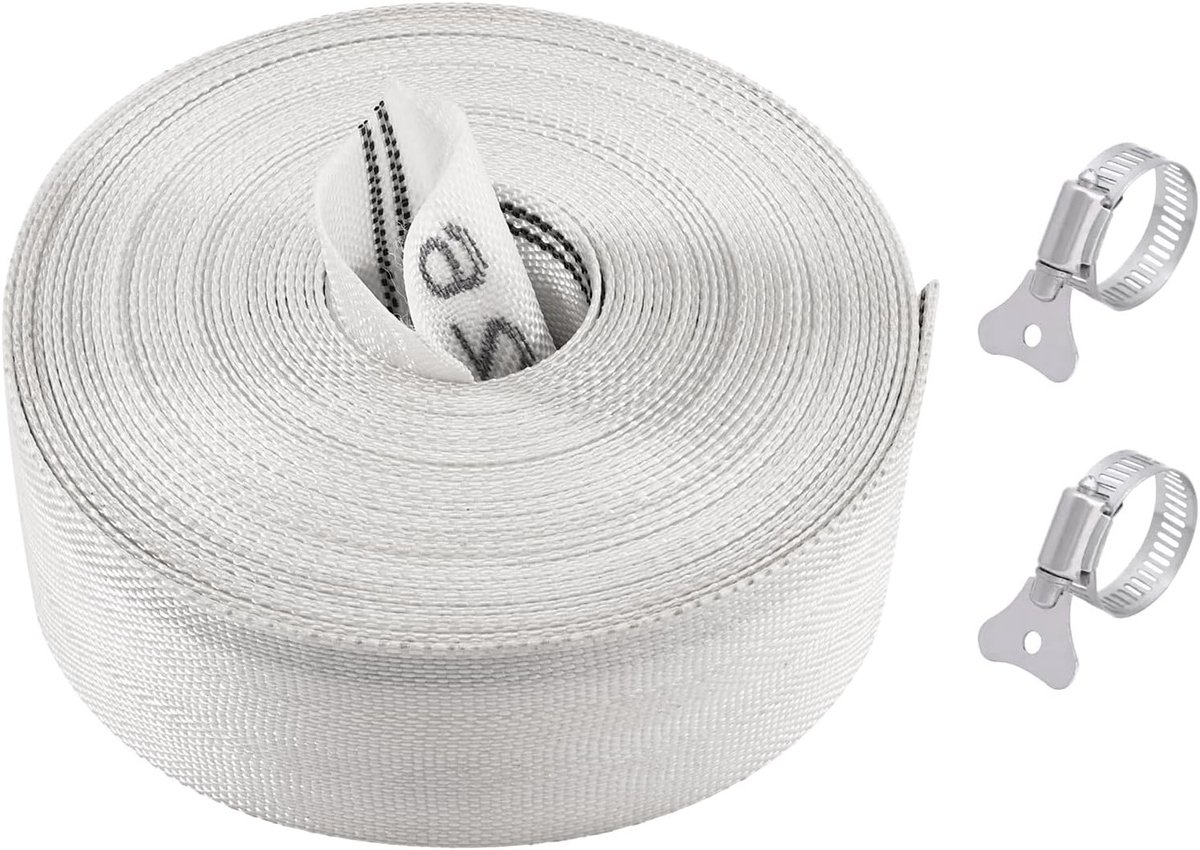Industriële Tuinslang Ø 32 mm - 10 m Plat Slang Accessoires met RVS Slangklem voor Vuilwaterpompen en Tuinpompen