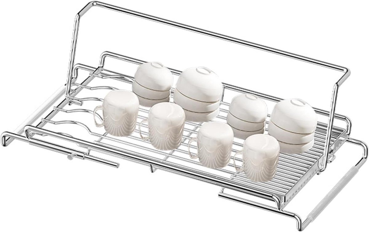 Droogrek Boven Gootsteen - Keuken Organizer - Servies Drogen - Verstelbare Breedte - 6.3 x 26.7 x 6.3 cm - Zilver
