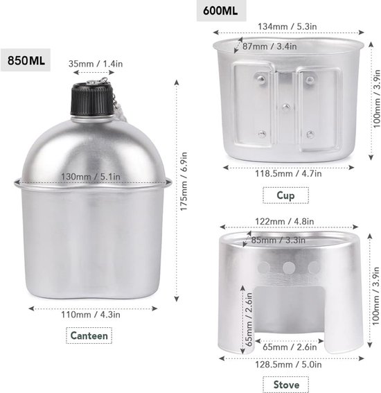 Kampeer Pannenset - Kookgerei Set - Buiten Koken - Lichtgewicht Aluminium - 4-delige Set - Groen — afbeelding 4