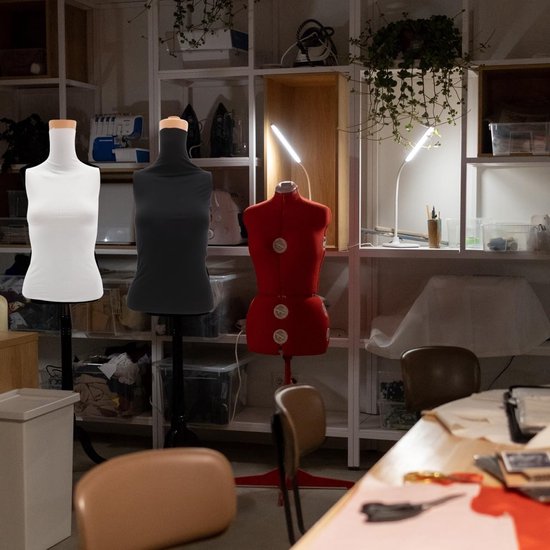 Katoenen stoffen bekleding voor etalagepoppen - 2 stuks, zwart/wit, stretch, voor kleding en sieraden van Merkloos — afbeelding 5