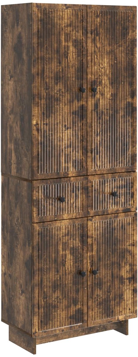 vidaXL Kast - Set - 2 - st - Bewerkt - hout Gerookt eiken