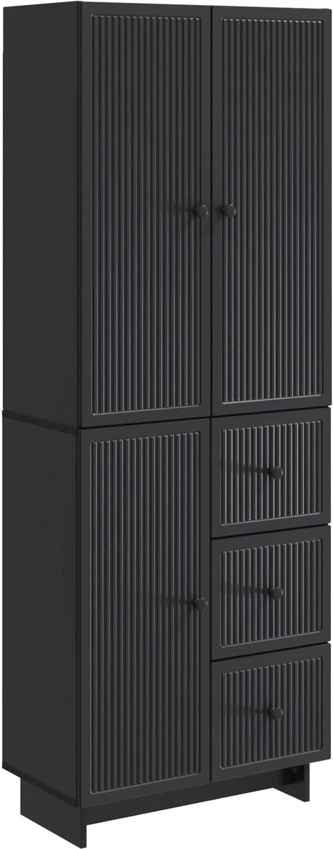 vidaXL Kast - Set - 2 - st - Bewerkt - hout Zwart