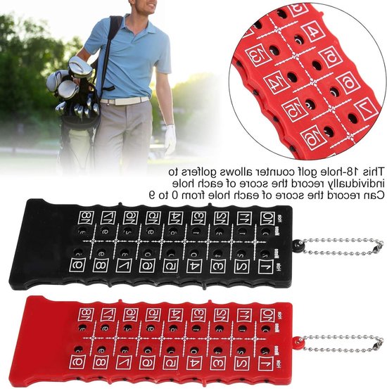 Allecto - Golf Score Counter - Stroke Counter - 2 Stuks - 18 Hole Scorecard Houder - Ronde Tellers Accessoires - Geschikt voor Golf - Zwart Model van Merkloos — afbeelding 2