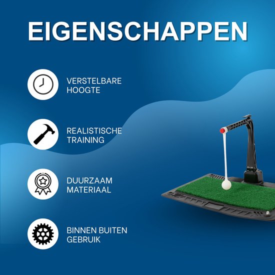 Golf Swing Trainer - Voor het verbeteren van je golfswing binnen en buiten - verstelbare hoogte en oefenmat voor trainingsdoeleinden - 90,0 × 60,0 × 5,0 cm - zwart, groen en oranje - kunststof en rubber van GOLF — afbeelding 3