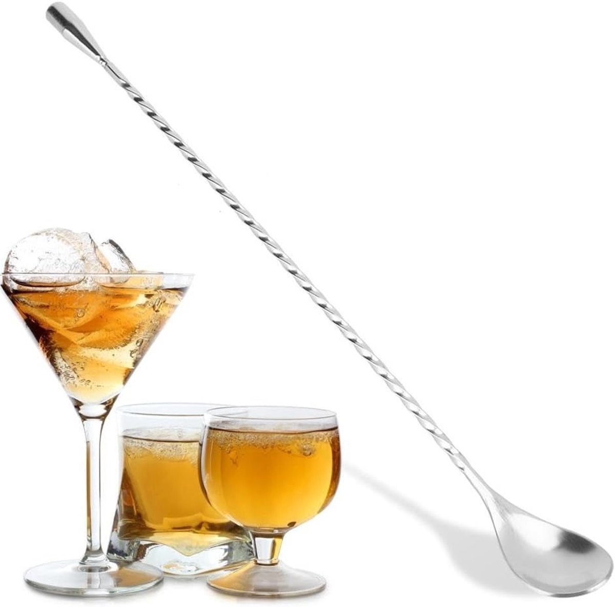 RVS Cocktailmixlepel met Lange Handgreep voor het Maken van Martinis, Koffie en Drankjes