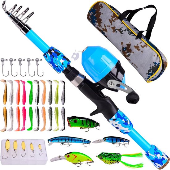 Kinderen Spincast Reel en Hengel Set, Compleet Vissen Kit met Tackle Box, Tangle-Free Design en Accessoires voor Jonge Vissers — afbeelding 5