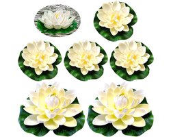 Zwevende Bloemen – 6 Stuks Witte Waterlelies, Kunstplanten voor Tuin, Vijver en Terras – 10 cm en 17 cm Zwevende Bloemen – 6 Stuks Witte Waterlelies, Kunstplanten voor Tuin, Vijver en Terras – 10 cm en 17 cm