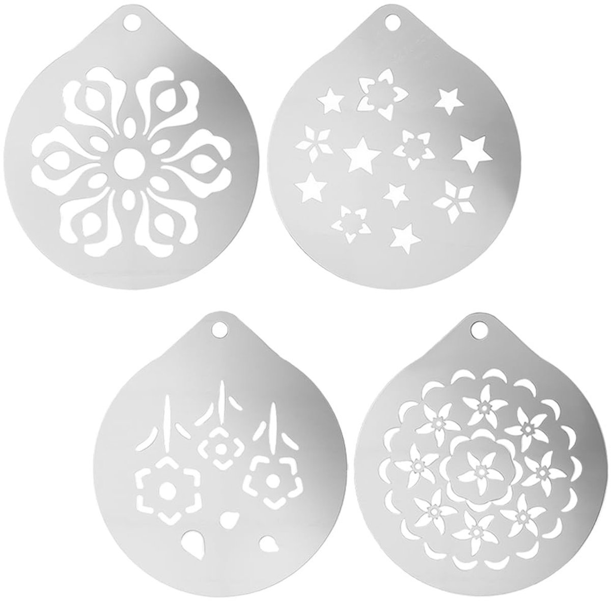 Dailygoods - Set van 4 Roestvrij Stalen Chocolade Schuim Decoratie Sjablonen