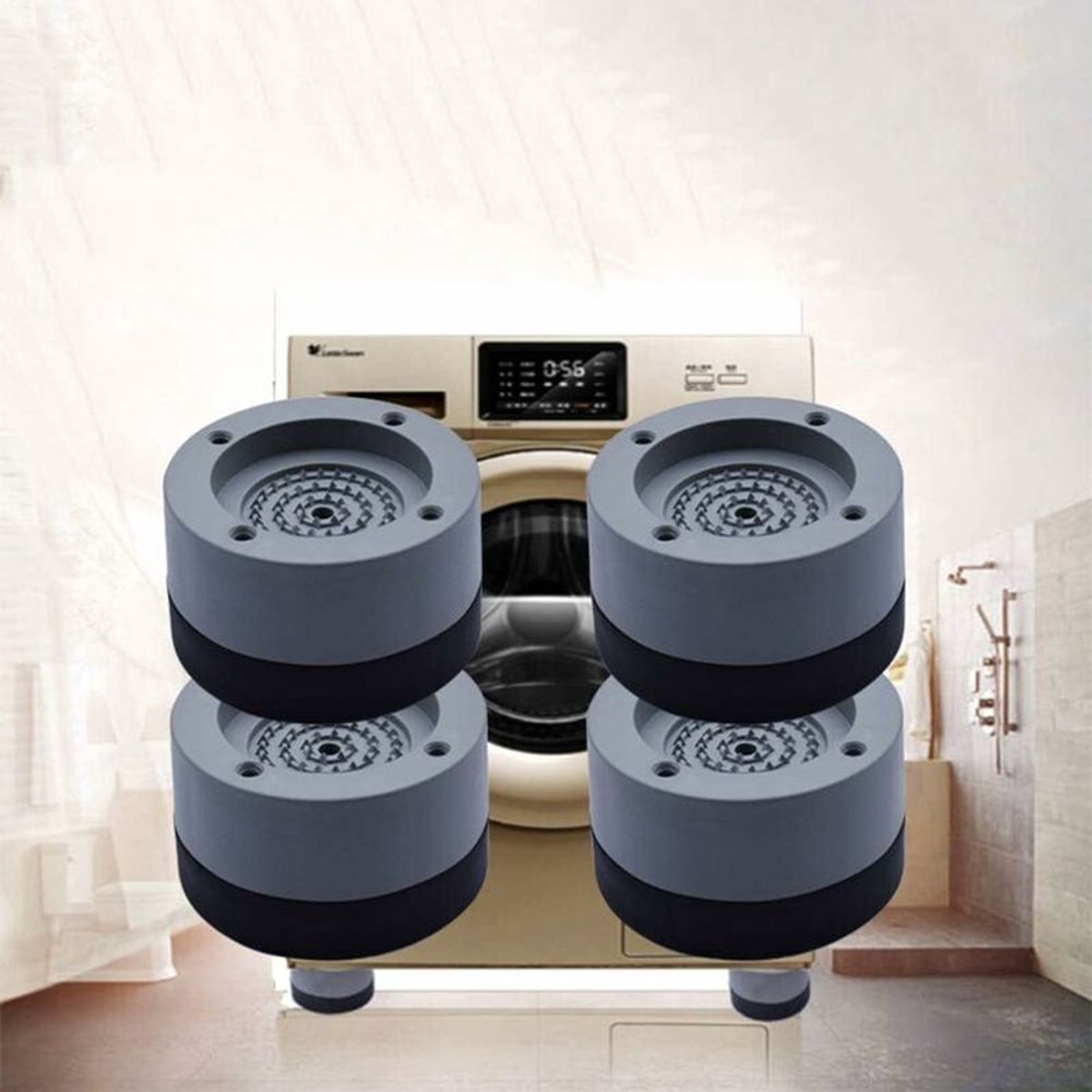 Antivibratiepads Geschikt voor wasmachines, 4 stuks, universeel type
