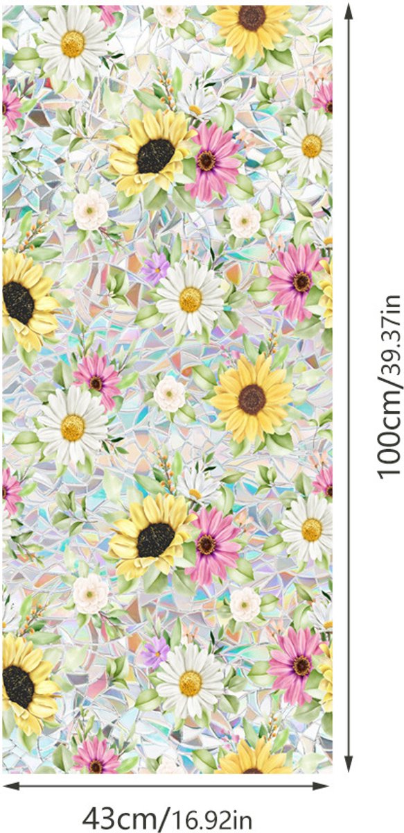 3D Regenboog Raamfolie- Anti-Inkijk - Isolerend & Zonwerend - 43x100cm – Statisch - Prisma Bejuweled EffectXCBL164