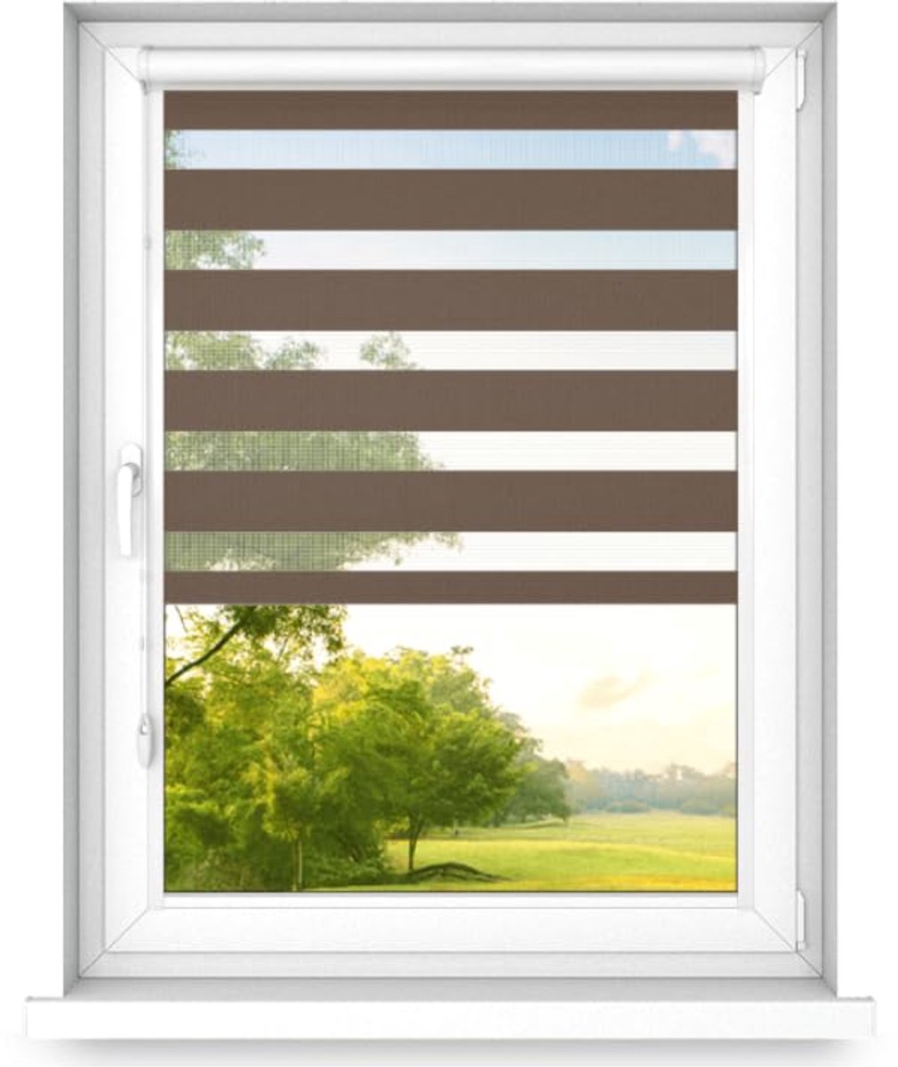 time4blinds - Dubbele Rolgordijnen Zonder Boren - Zebra-Rolgordijnen voor Ramen en Deuren 