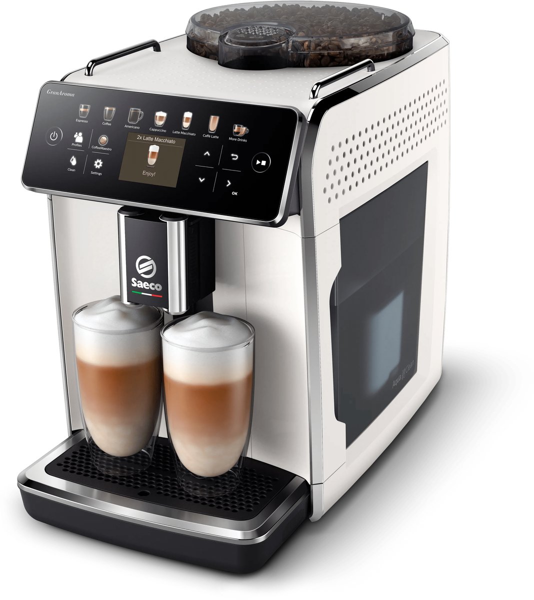 Saeco GranAroma SM6585/00 - Espressomachine - 16 Soorten Warme Drankjes - Zilver / RVS - + AquaClean Filter