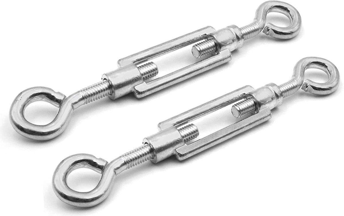 Dailygoods - Dailygoody - Spanschroeven Set van 2 - Draadspanner Oogje/Oog - M6 x 100 mm - Geschikt voor Draadhekken - Actieve Corrosiebescherming - Perfect v