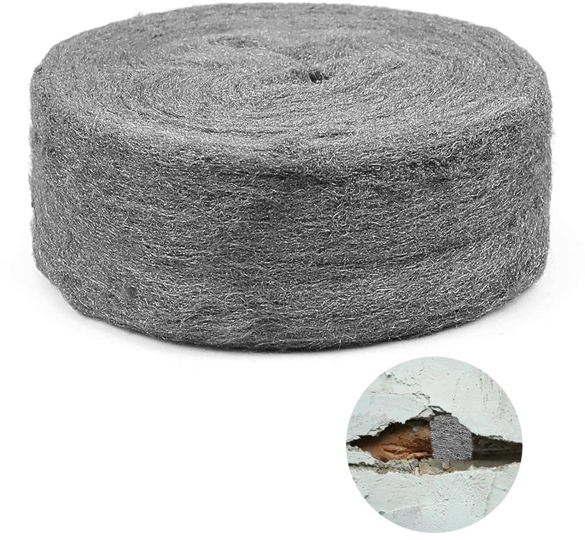 Dailygoods - Dailygoody - staalwol - 20 m staalwol tegen knaagdieren - roestbestendig - geschikt voor gaten en scheuren - ideaal voor huis en tuin - veelzijdig in