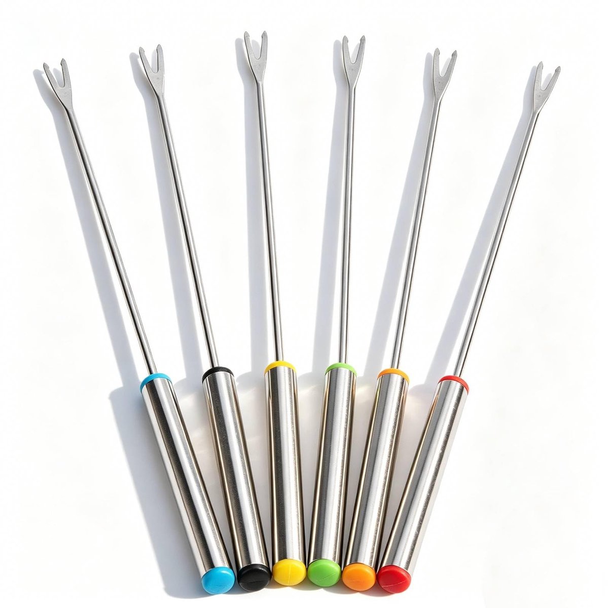 Dailygoods - Dailygoody - Fonduevorken Set van 6 - Roestvrijstalen fonduevorkjes - Duurzaam en veilig - Zilver - Geschikt voor chocoladefondue en kaasfondue - Perf
