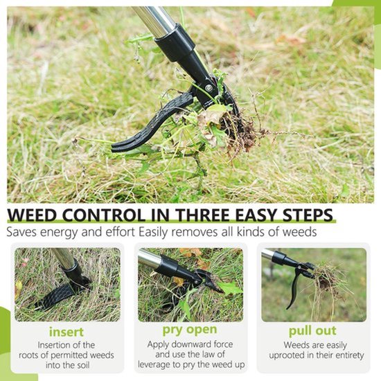 Stand Up Wieden Tool- Afneembare Handvat Onkruidverwijderaar Tool- Onkruidtrekker Tool Handleiding Onkruid Trekker Wortelverwijderaar Tool met 4 Klauwen voor Tuin (Onkruidtrekker) van Merkloos	 — afbeelding 4