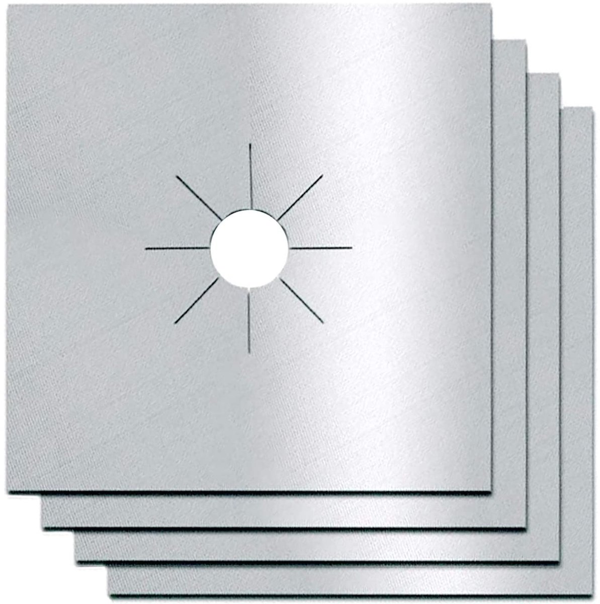 Dailygoods - Dailygoody - Kachelbranderhoes - Hittebestendig - Zilver - Anti-aanbaklaag - Herbruikbaar en snijbaar - Geschikt voor gasfornuis - 4 vellen