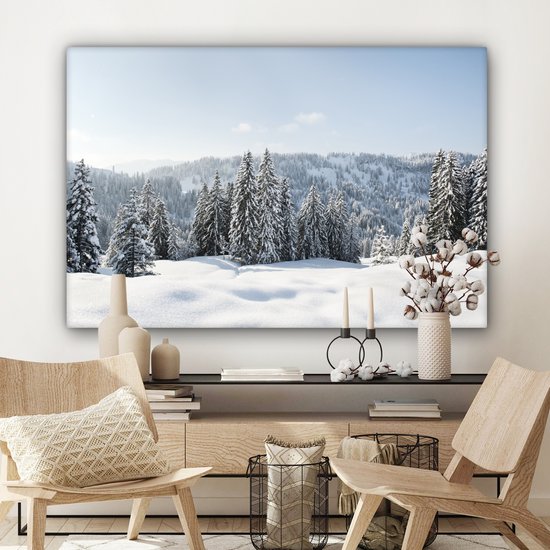 Tableau sur toile Paysage d'hiver enneigé par temps clair - 150x100 cm - Décoration murale