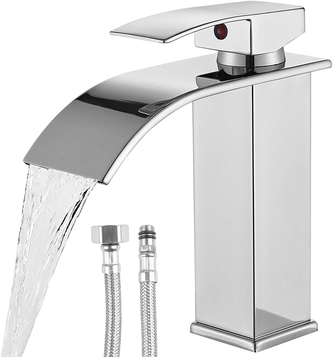 Dailygoods - Dailygoody - Watervalkraan Badkamer Zilver - Mengkraan voor Warm en Koud Water