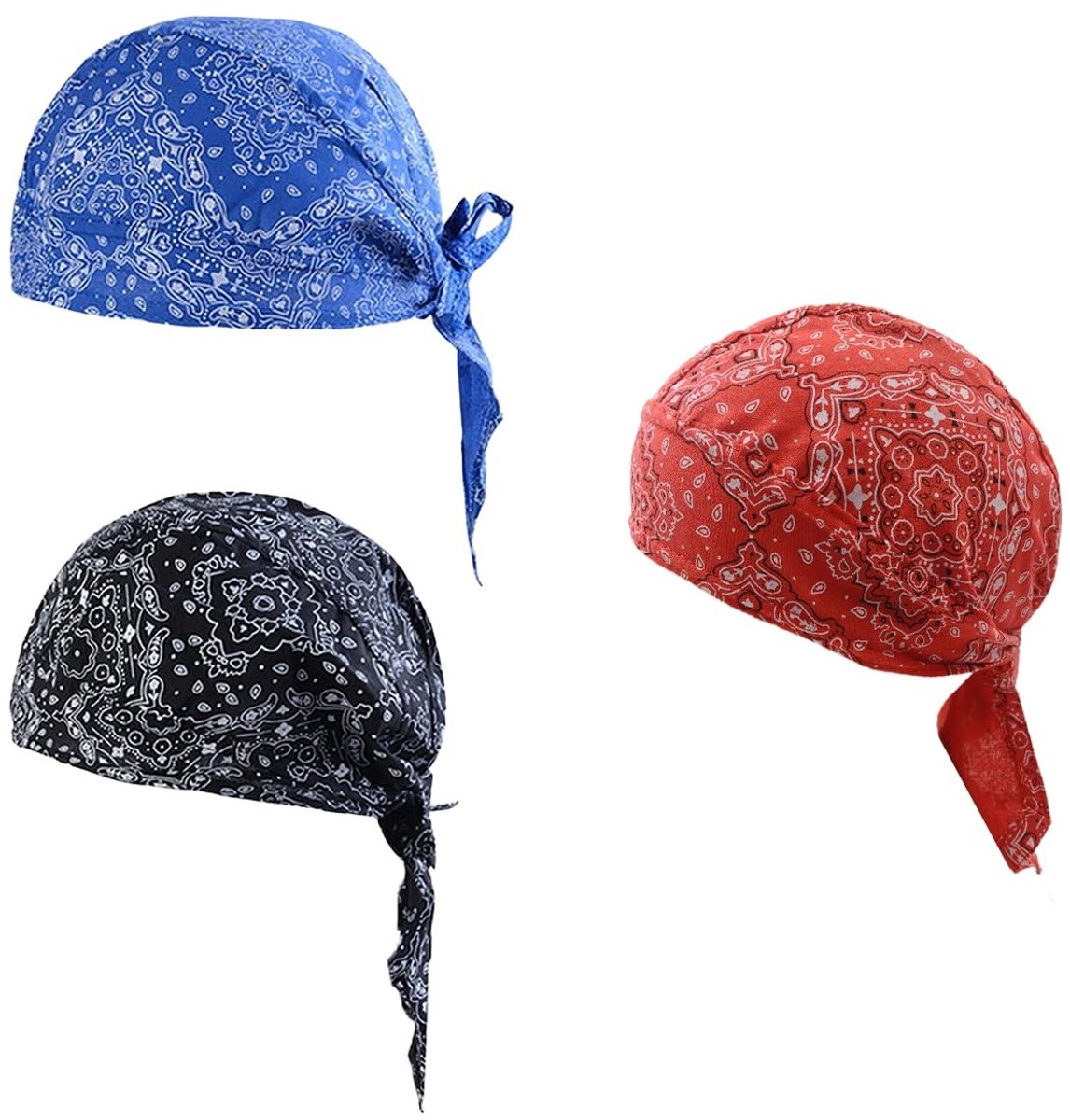 Dailygoods - Dailygoody - Ademend - Sportbandana set - Verstelbaar en comfortabel - Kleur zwart, blauw, rood - Fitness en fietsen - 55 cm - Geschikt voor heren