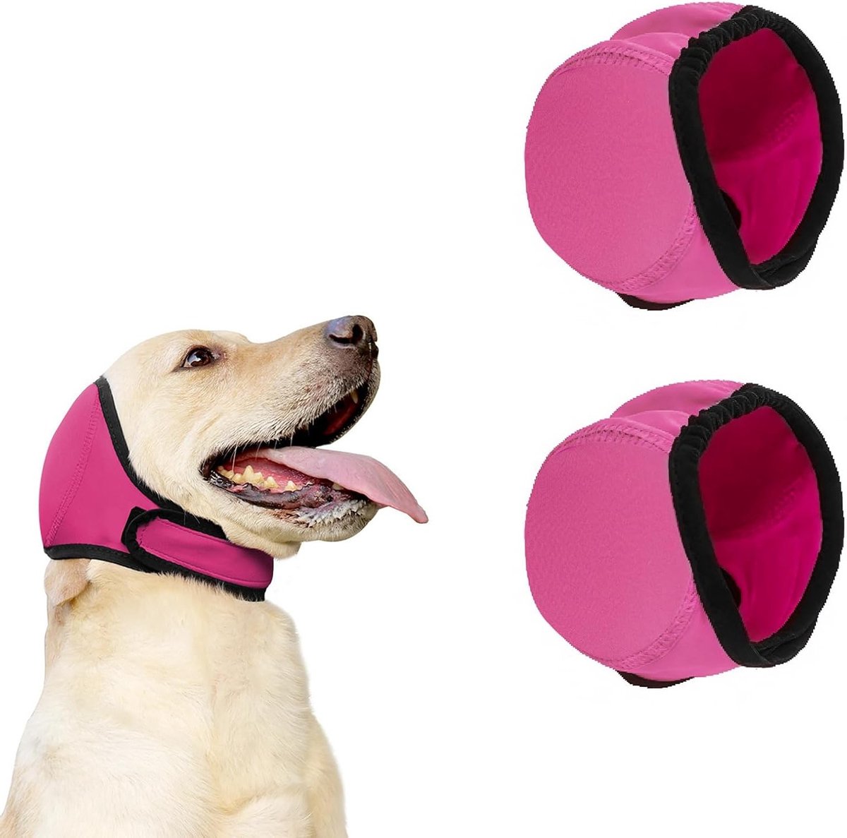 Verstelbare gehoorbescherming voor honden, comfortabele oorbeschermers tegen angst en geluid, ideaal voor zwemmen en verzorging (rozerood, L)