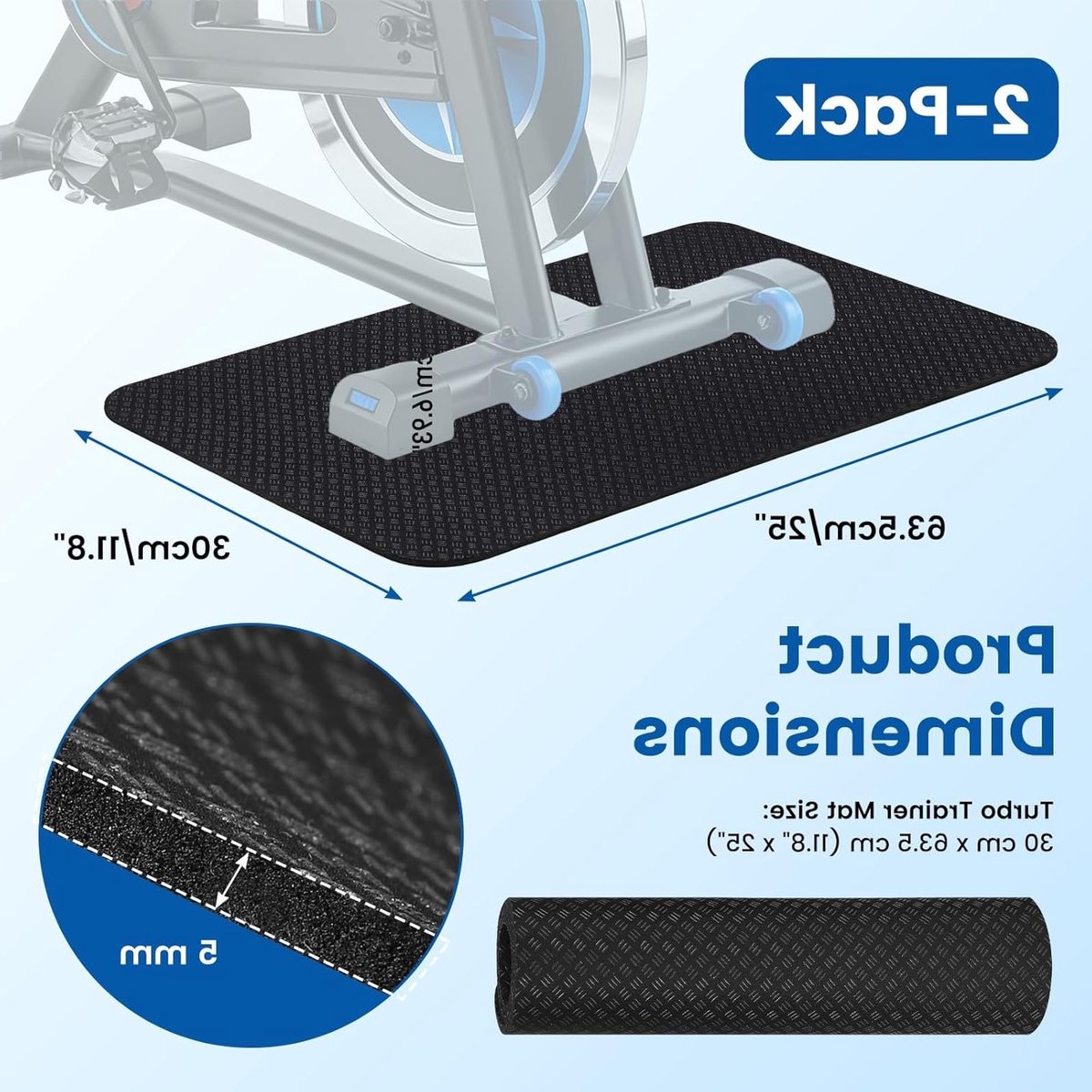 Set van 2 antislip vloerbeschermingsmatten voor fitnessapparatuur, dubbele silicone mat, sportapparatuur pad, beschermmat voor loopband en fitnessaccessoires