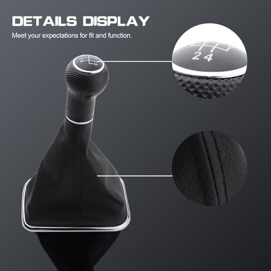 Dailygoods - Dailygoody - Versnellingspookhoes - Gear Shift 5 Speed - Hoogwaardige afwerking - Zwart - Auto accessoires - Ideaal voor Golf 4 en Bora - Perfecte pas.. van Dailygoods — afbeelding 4