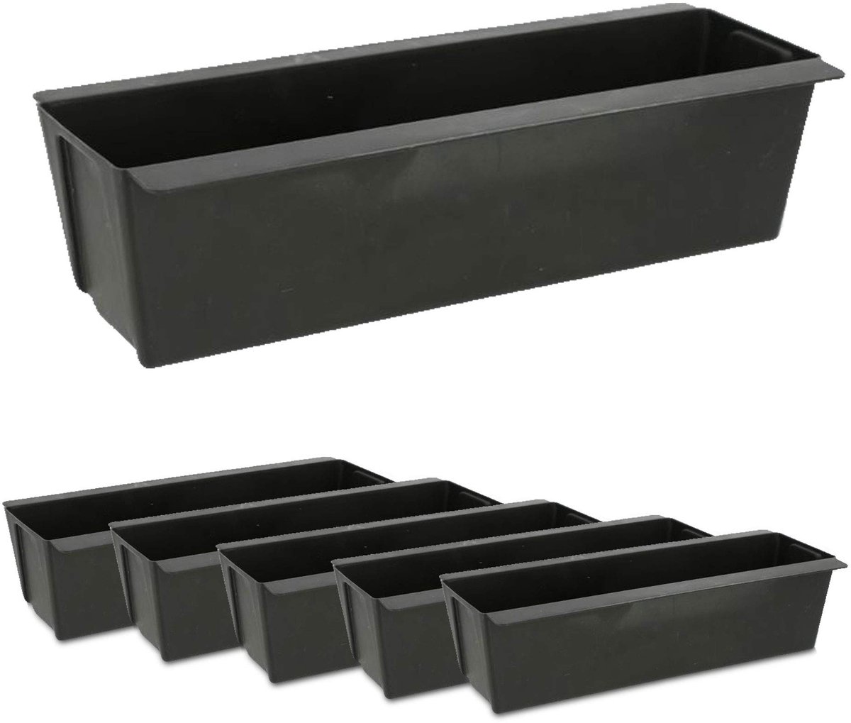 Dailygoods - Dailygoody - Plantenbak voor europallets - Set van 6 - Kunststof - Zwart - Ideaal voor balkon en tuin - Weerbestendig en stabiel