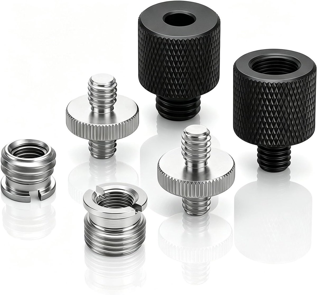 6 stuks veelzijdige schroefadapters voor camerastatieven, microfoonstatieven en lampstatieven 1/4 naar 3/8 inch schroefdraad