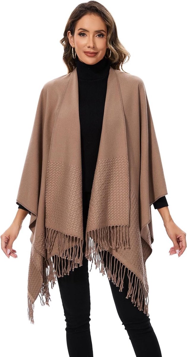 Elegante Dames Poncho voor de Winter - Warme Gebreide Cape en Sjaal als Cadeau voor Verjaardag en Kerst