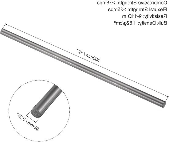 Graphietstaaf voor Smelten en Gieten - Carbon Roestvrijstaal 300x6mm - Ideaal voor Elektroden en Kruideniers — afbeelding 5